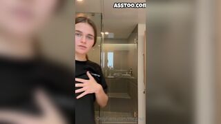 Megnut Sexy Babe Showering While Wearing Thong Teasing OnlyFans Video