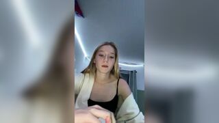 Hot blonde young teasing her nipples on periscope