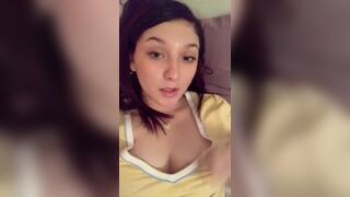 Sexy horny young squeezing her tits on periscope