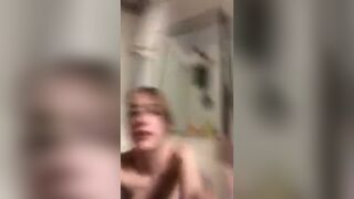 Sexy drunk on periscope in the bath tube