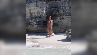 Lusty Beauty Nipple Slip While Wearing See Through on Beach Video
