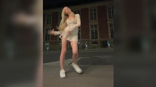 Hot Blonde Doing Sexy Tiktok Dance on Side of a Road Video