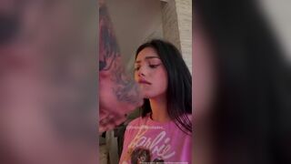 Brenda Trindade sucking partner's cock and swallowing a lot of milk