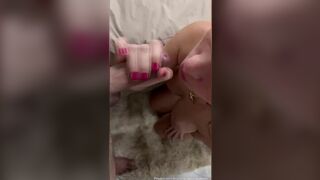 Debora Peixoto doing tasty blowjob and gaining milk in the big titties