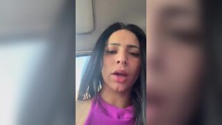 Pocahontas breastfeeding and bouncing in the pyroca in the car moving