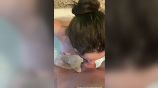 Young sassy girl suckling with talent in the amateur video bathtub