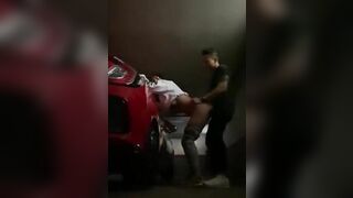 Amazing brunette fucking in the garage of the amateur video building