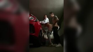 Amazing brunette fucking in the garage of the amateur video building