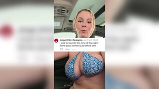 Pretty Blondie Shaking Big Boobs In The Car Video