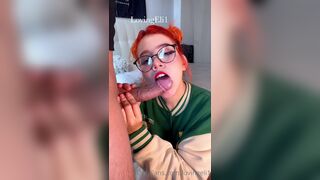 Lovingeli1 Red Head Nerdy Passionate Sucking and Licking a Cock till it Cums Mutiple Times Onlyfans Video