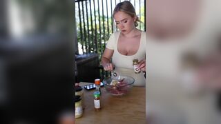 Sexy Babe With Big Juicy Boobies Cooking Video