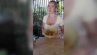 Sexy Babe With Big Juicy Boobies Cooking Video