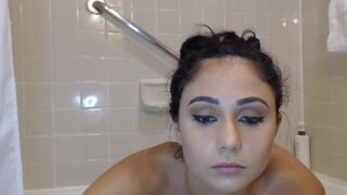 Arianamarie Showing Her Booty and Tits While Topless Naked in Bathtub Video