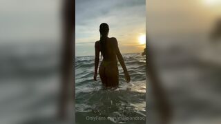 Malejandraq Topless Naked Photoshoot at Beach Onlyfans Video