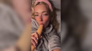 Christine_b Amateur Beauty Licking Dildo at Night Onlyfans Video