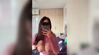 Gummies15 Showing her Big Pierced Nipples and Tits in Mirror Onlyfans Video