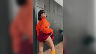 AndyyTok As Velma Shows Small Tits And Rubbing Pussy In Tight Panty Video
