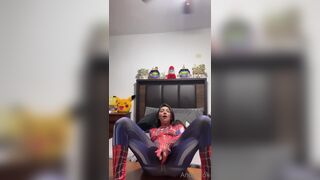 Andyytok Spider Women Cosplay Teasing And Sucking Dildo Before Puts It Inside Tight Cunt Video