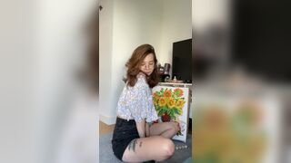 Anickavip Went Horny While Painting And Start Teasing Naked Tits Video