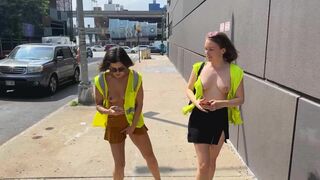 Sexy Road Cleaners Twerking And Shows Their Tits In Public Video