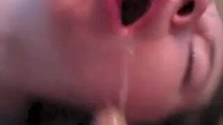Blowjob with deepthroat and cum on face