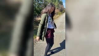 DelightfulHug Shy Asian Nerdy Shows her Natural Ass Cheeks at Outdoor Video