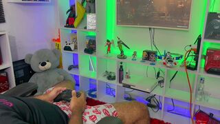 Jenifer Play Gamer girl testing SEX toy for man (covered in cum by big cock)