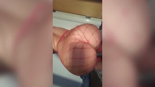 Naughty Slut Shows her Big Natural Ass in FIshnet Lingerie Video