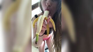 Ellalxox Teasing While Sucking A Banana While Wearing Thong Onlyfans Video