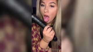 Ellalxox Blonde Licking Her Creamy Dildo ASMR Onlyfans Video