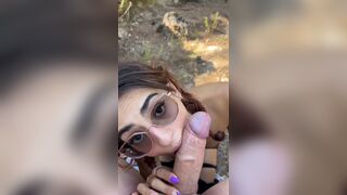 Nerdy Thot Giving Deep Sloppy Blowjob in the Woods Video