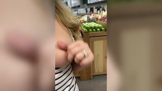 Blonde Beauty Boob Drop in Public Store Video