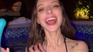 Dainty Wilder Showing Off her Nipples and Teasing a Dildo in Pool Onlyfans Video