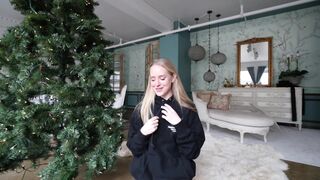 Caroline Zalog Blonde Beauty Try on New Outfits in Christmas Day Video