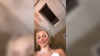 Lindsey Pelas Showing Off her Tits and Getting Naked Shower in Live Video