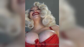 PinupPixie Rubbing Her Clean Pussy And Tight Asshole Wearing Red Lingerie Onlyfans Video
