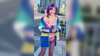 Byoru Wearing Tight Bra During Photoshoot Outdoor Cosplay Video