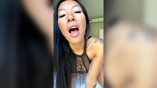 Asa Akira Asian Milf Nipple Tease and Masturbates in Live Video