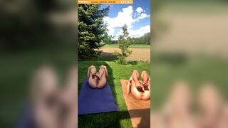 Shannon and Her Friend Doing Yoga Workout While Naked at Outdoor Video