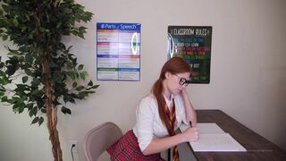 Gingerasmr Naughty School Girl Start to Sucking Big Dildo Before Dripping her Asshole With it POV Onlyfans Video