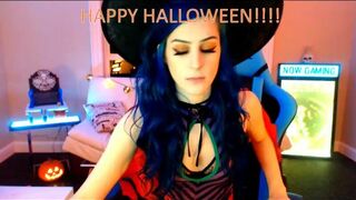 Kati3Kat Wearing Halloween Costume Shows Small Tits And Rubbing Juicy Pussy Video