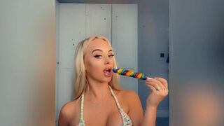 Rhiannon Blue Teasing a Lollipop With Her Curvy Tits Onlyfans Video