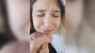 Today in cum tuesday a pretty girl who isnt very happy with cum on her face.