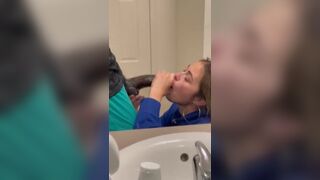 Slut taking cum from a bbc in a  public restroom.