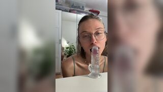 Yourina Shows Tits While Sucking Her Favourite Dildo Fansly Video