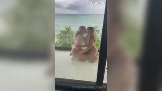 Acpent and Lesbian Friend Start to Sucking Fanboy's Cock While Teasing Eachother on Balcony Onlyfans Video