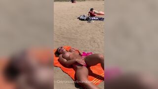 Briana Banderas naked on the beach in video