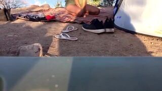 Asian girlfriend fucked while camping