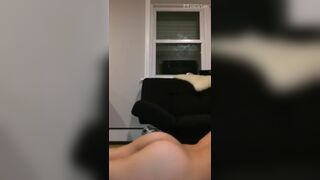 Naked brunette masturbating her sticky pussy