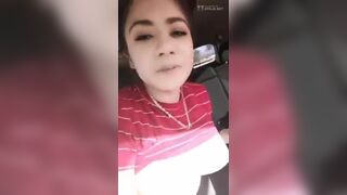 Busty Mexican masturbating in the car